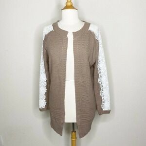 Listicle Lace Panel Sleeve Detail Cardigan